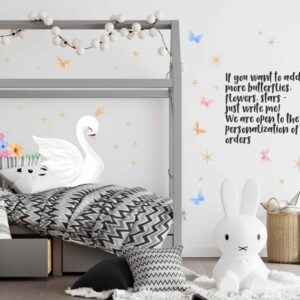 Swan Wall Decal Nursery Fabric stickers Bird Crown