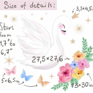 Swan Wall Decal Nursery Fabric stickers Bird Crown