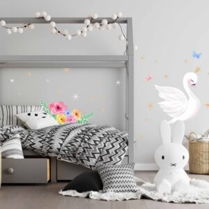 Swan Wall Decal Nursery Fabric stickers Bird Crown