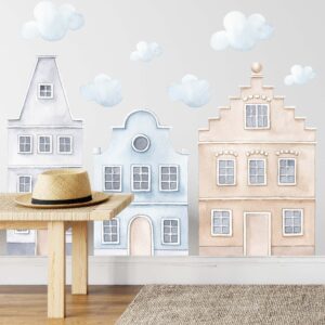 Houses Decals Scandi Wall Stickers Watercolor Home