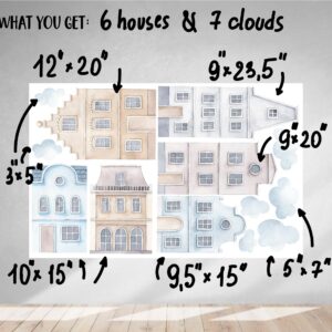 Houses Decals Scandi Wall Stickers Watercolor Home