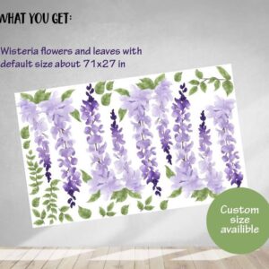 wisteria wall decals purple flower stickers for bedroom nursery or event backdrop, lf093