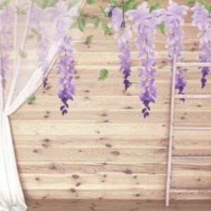wisteria wall decals purple flower stickers for bedroom nursery or event backdrop, lf093