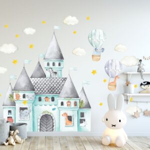 Watercolor Safari Castle Wall Decal | Removable Nursery Decor LF165