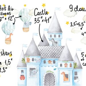 Watercolor Safari Castle Wall Decal | Removable Nursery Decor LF165