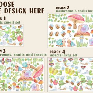 Watercolor Bugs Wall Decals, Insect Room Decor