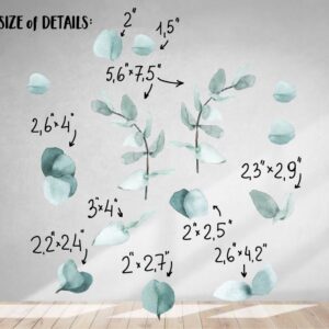 Eucalyptus Wall Decals Greenery Watercolor Sticker Leaves