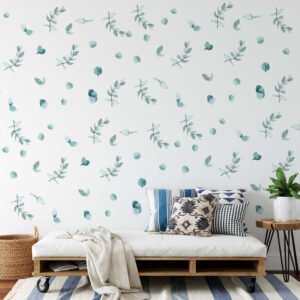 Eucalyptus Wall Decals Greenery Watercolor Sticker Leaves