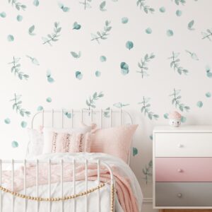 Eucalyptus Wall Decals Greenery Watercolor Sticker Leaves