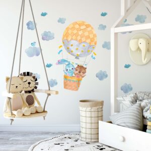 Hot air balloon decals Bunny Bear Nursery Forest Wall