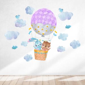 Hot air balloon decals Bunny Bear Nursery Forest Wall