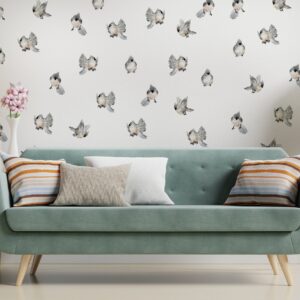 Gray Bird Wall Decals: Neutral Woodland Nursery Decor