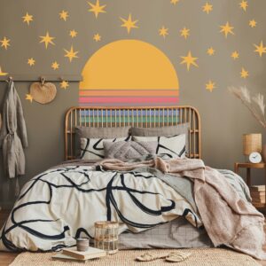 Sun Rainbow Wall Decal Stars Stickers Large Boho Arch