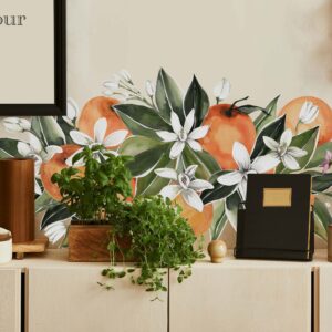 Flowers Leaves Wall Decals Oranges Greenery Stickers