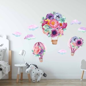Hot Air Balloon Wall Decals | Watercolor Flower Nursery