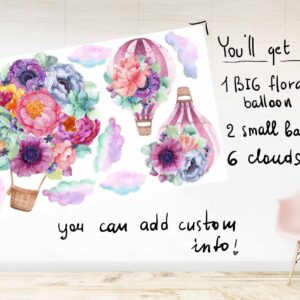 Hot Air Balloon Wall Decals | Watercolor Flower Nursery