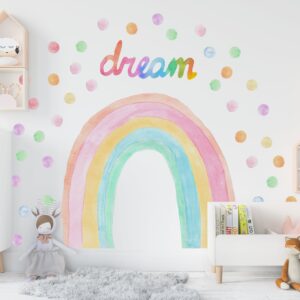 Watercolor Rainbow Wall Decal: Boho Nursery Dream Polka Dots