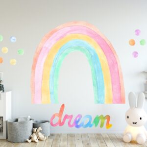 Watercolor Rainbow Wall Decal: Boho Nursery Dream Polka Dots