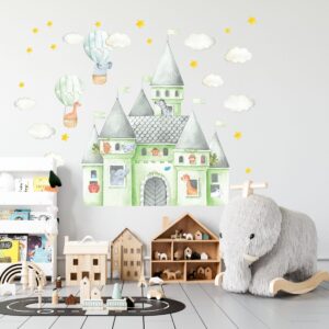 Castle Wall Decal Watercolor Safari Animals Stickers Mint