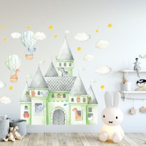 Castle Wall Decal Watercolor Safari Animals Stickers Mint