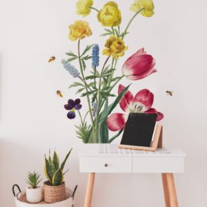 Flower wall Decal Greenery Stickers Colorful Floral