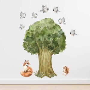 Tree Wall Decal Stickers Fox Bunny Bird