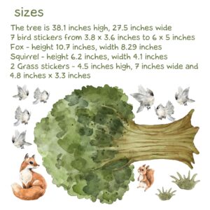 Tree Wall Decal Stickers Fox Bunny Bird