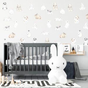 Bunny Nursery Wall Decals: Rabbit Stickers, Kids Room Decor
