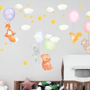 Woodland Animals Decals Color Balloons Stickers Bear Wolf
