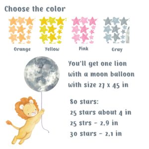 Lion Wall Decal with Moon & Stars | Nursery Animal Decor