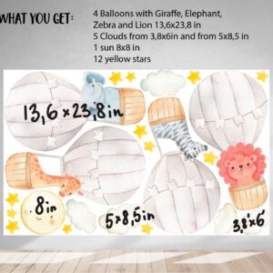 Hot Air Balloon Wall Decal Safari Jungle Animals Elephant