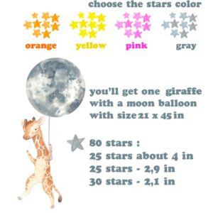 Giraffe Wall Decal Moon Stars Safari Stickers