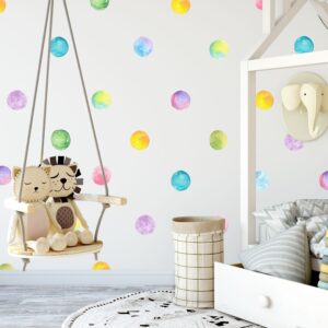 Rainbow Color Polka Dots Wall Decals Watercolor Stickers