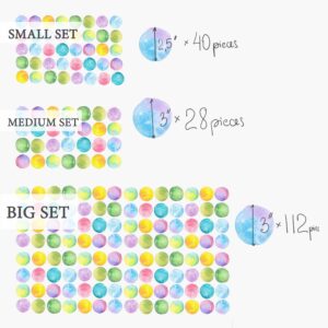 Rainbow Color Polka Dots Wall Decals Watercolor Stickers