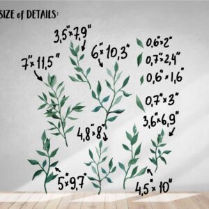 Greenery Wall Decals Watercolor Sticker Green Leaves Room