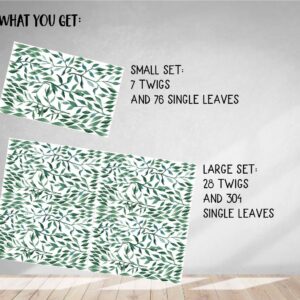 Greenery Wall Decals Watercolor Sticker Green Leaves Room
