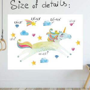 Unicorn Fabric Wall Decal Rainbow Kids Room Decor girls