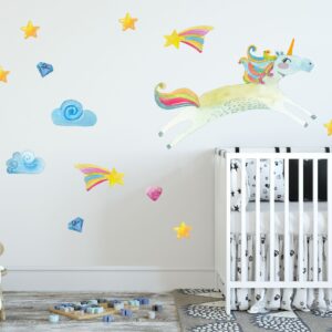 Unicorn Fabric Wall Decal Rainbow Kids Room Decor girls