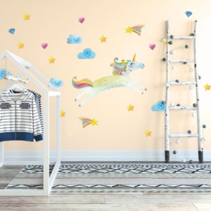 Unicorn Fabric Wall Decal Rainbow Kids Room Decor girls