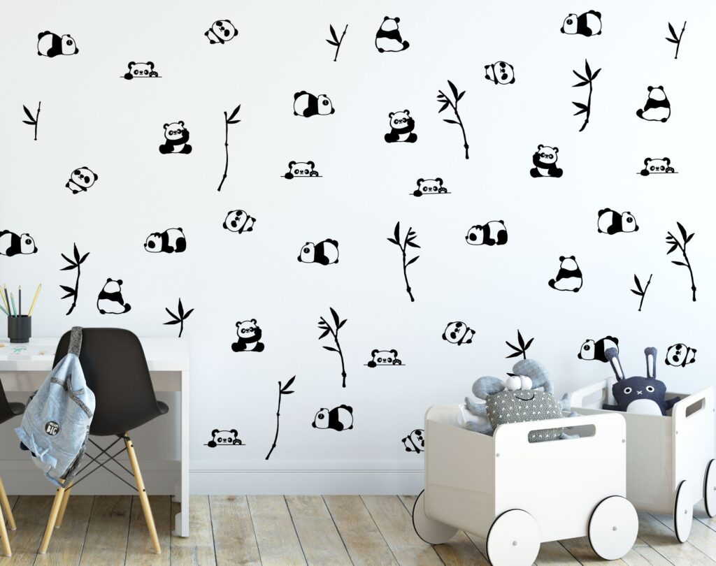 Panda Wall Decal Bamboo Tree Nursery Stickers