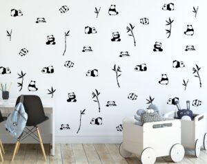 Panda Wall Decal Bamboo Tree Nursery Stickers