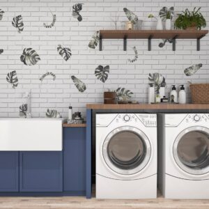 palm leaves wall decals banana boho greenery stickers tropical reusable removable rent friendly, lf155