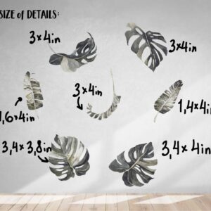 palm leaves wall decals banana boho greenery stickers tropical reusable removable rent friendly, lf155