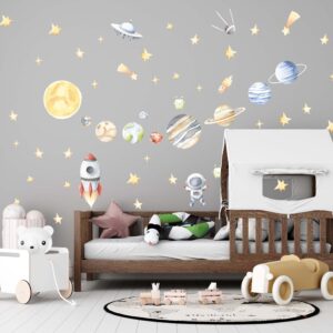 Watercolor Space Wall Decal | Cosmic Nursery Decor |