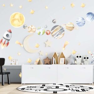 Watercolor Space Wall Decal | Cosmic Nursery Decor |