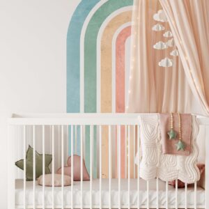 Boho Rainbow Arch Wall Decal – Large Color Block Sticker