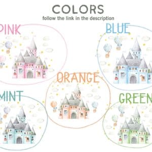 castle safari animals balloon stickers — nursery toddler storybook arrangement