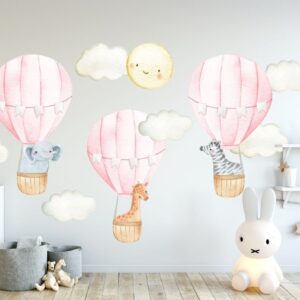 Cute Pink Hot Air Balloon Fabric Wall Decals Nursery