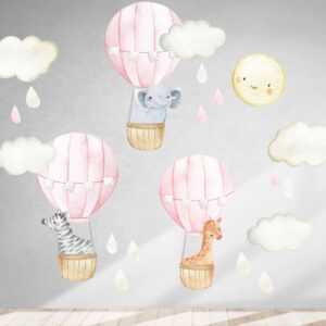 Cute Pink Hot Air Balloon Fabric Wall Decals Nursery