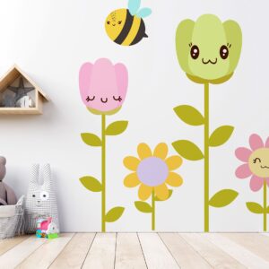 Bumblebee flower wall decals – Flower wall decals with Bees